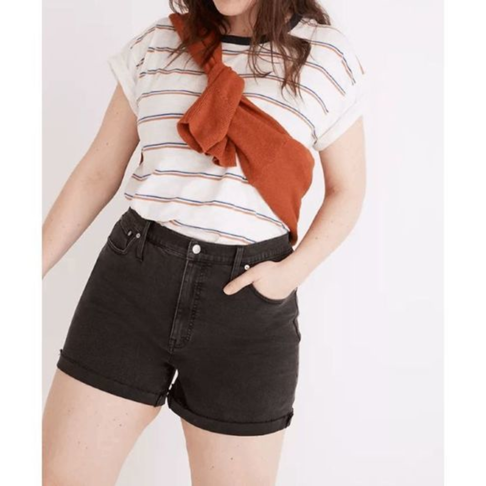 Madewell BlackHigh Rise Denim Shorts Lunar Wash